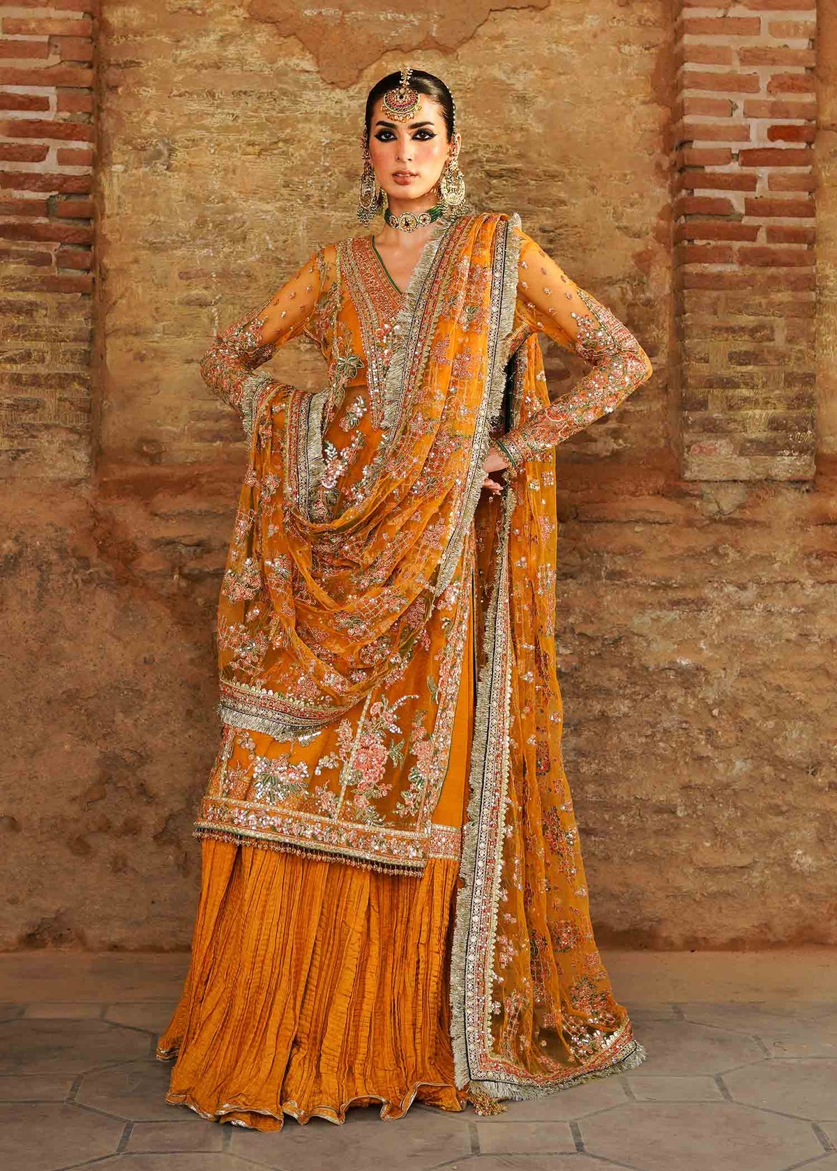 Hussain Rehar Zaib un Nisa Wedding Collection Saffron