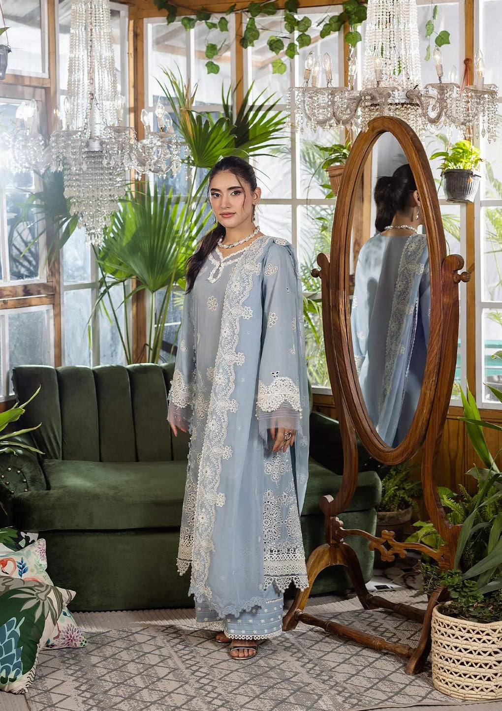 E CRAFT CHIKANKARI WITH CHIFFON BY ELAF