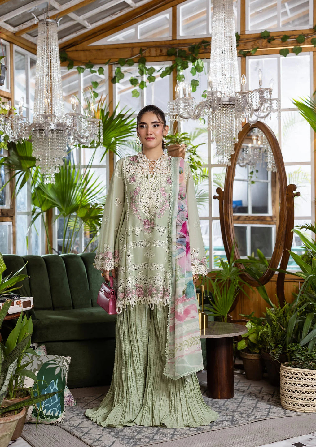 E CRAFT CHIKANKARI WITH CHIFFON BY ELAF