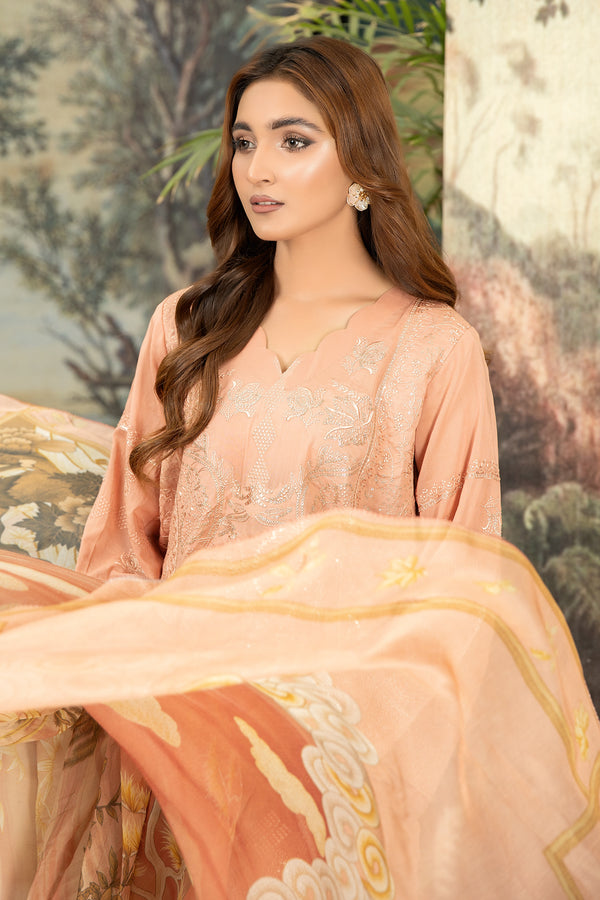 Syra Embroidered Lawn With Digital Printed Chiffon Dupatta Collection By Johra