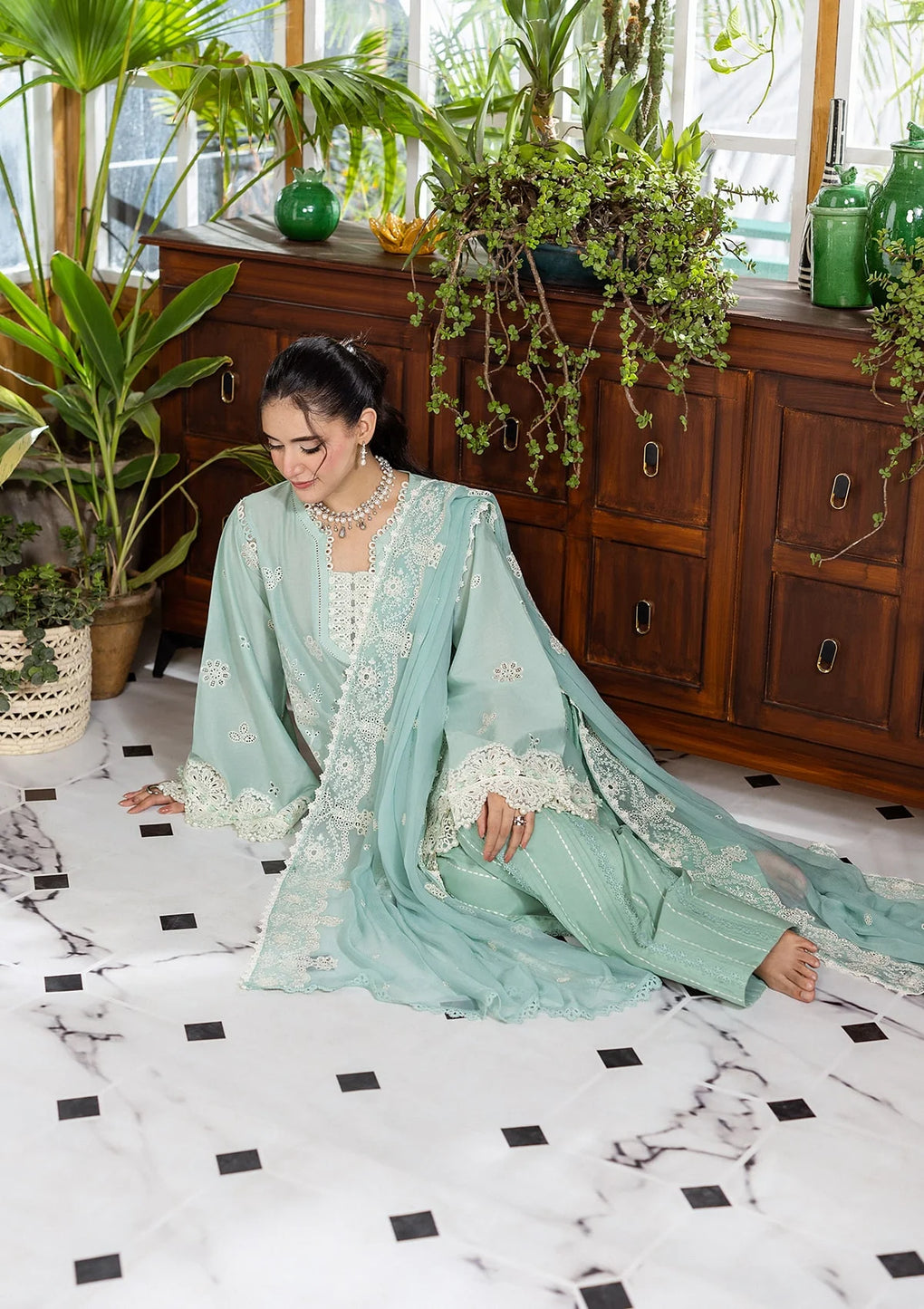 E CRAFT CHIKANKARI WITH CHIFFON BY ELAF