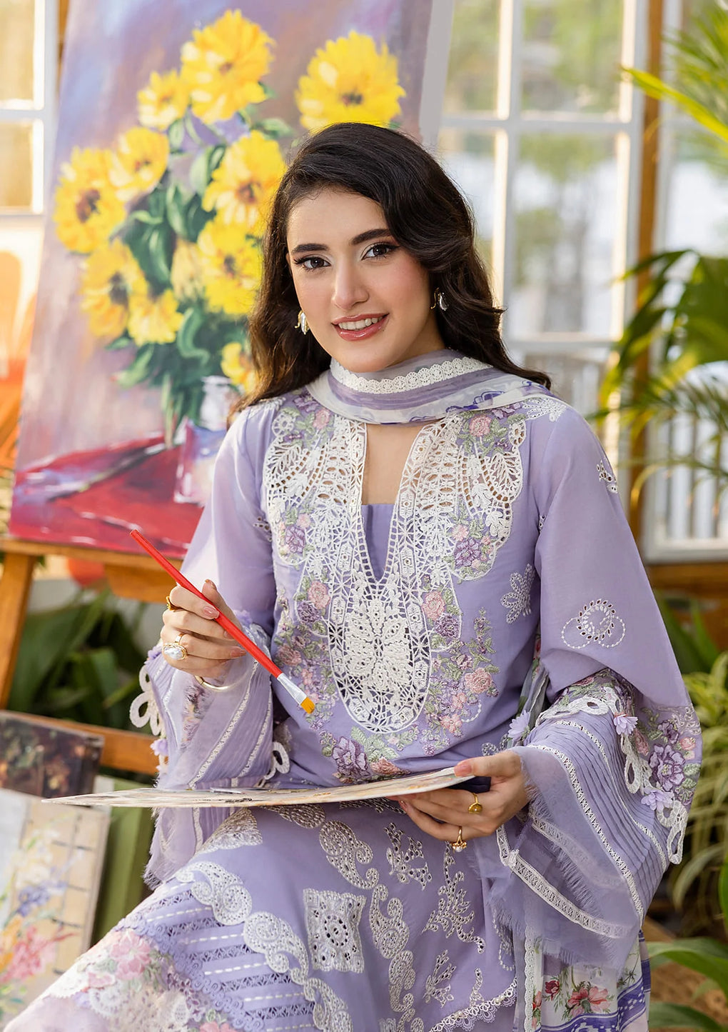E CRAFT CHIKANKARI WITH CHIFFON BY ELAF