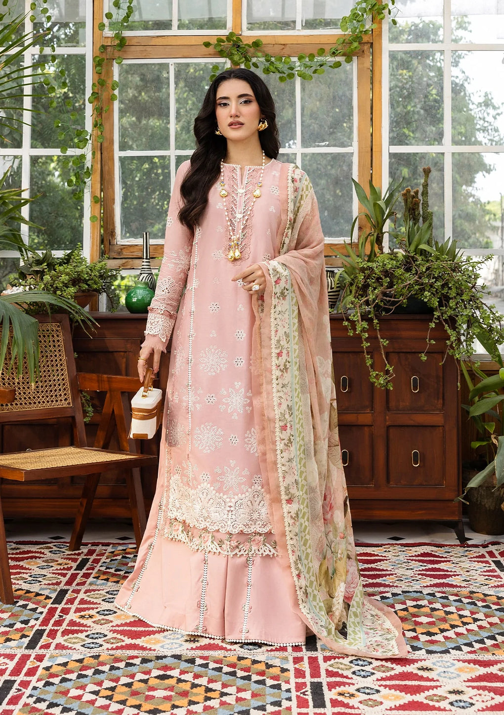 E CRAFT CHIKANKARI WITH CHIFFON BY ELAF