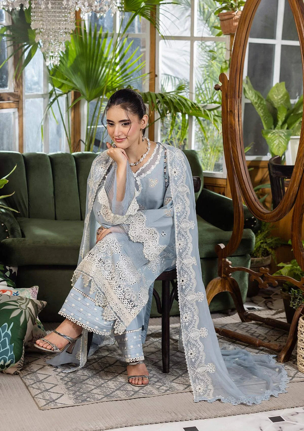 E CRAFT CHIKANKARI WITH CHIFFON BY ELAF