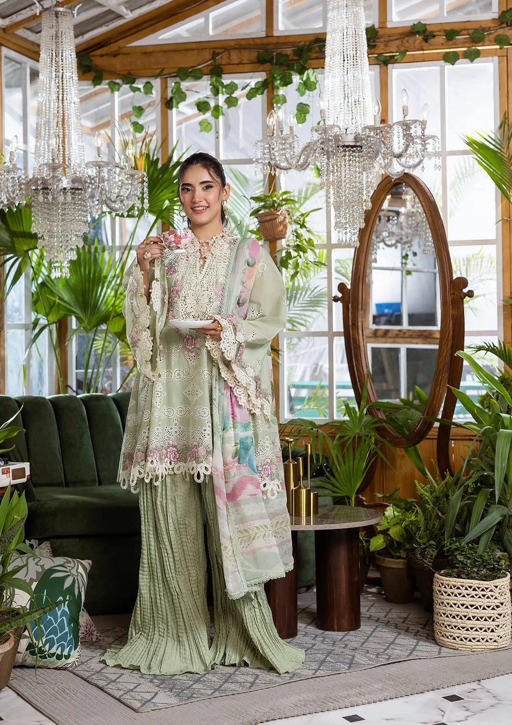 E CRAFT CHIKANKARI WITH CHIFFON BY ELAF
