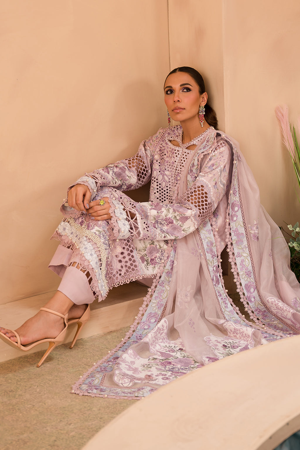 Afrozeh The Painted Garden Luxury Embroidered Lawn Collection 24 (Honeysuckle)