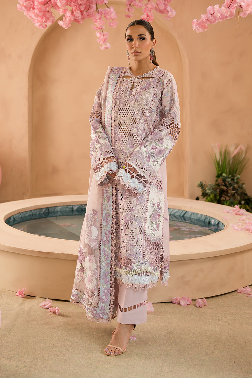 Afrozeh The Painted Garden Luxury Embroidered Lawn Collection 24 (Honeysuckle)