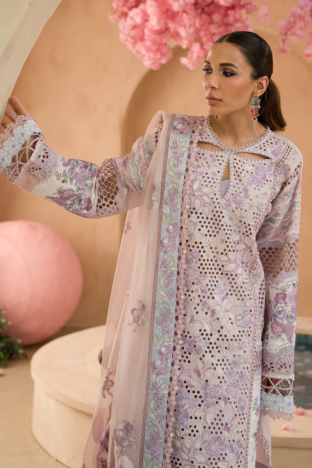 Afrozeh The Painted Garden Luxury Embroidered Lawn Collection 24 (Honeysuckle)