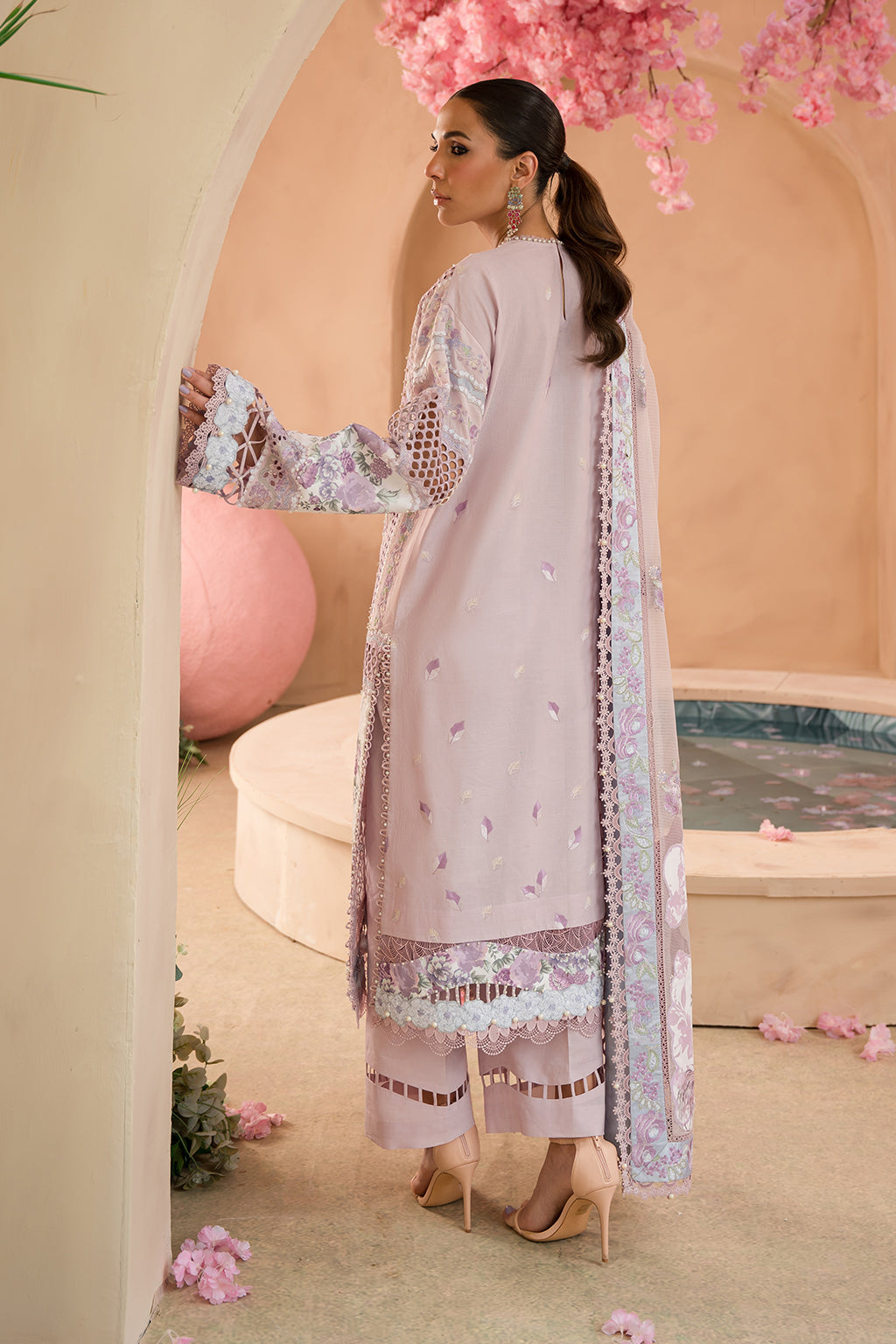 Afrozeh The Painted Garden Luxury Embroidered Lawn Collection 24 (Honeysuckle)