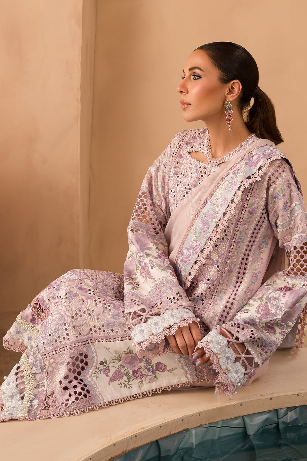 Afrozeh The Painted Garden Luxury Embroidered Lawn Collection 24 (Honeysuckle)