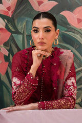 Afrozeh The Painted Garden Luxury Embroidered Lawn Collection 24 (Dahlia Dusk)