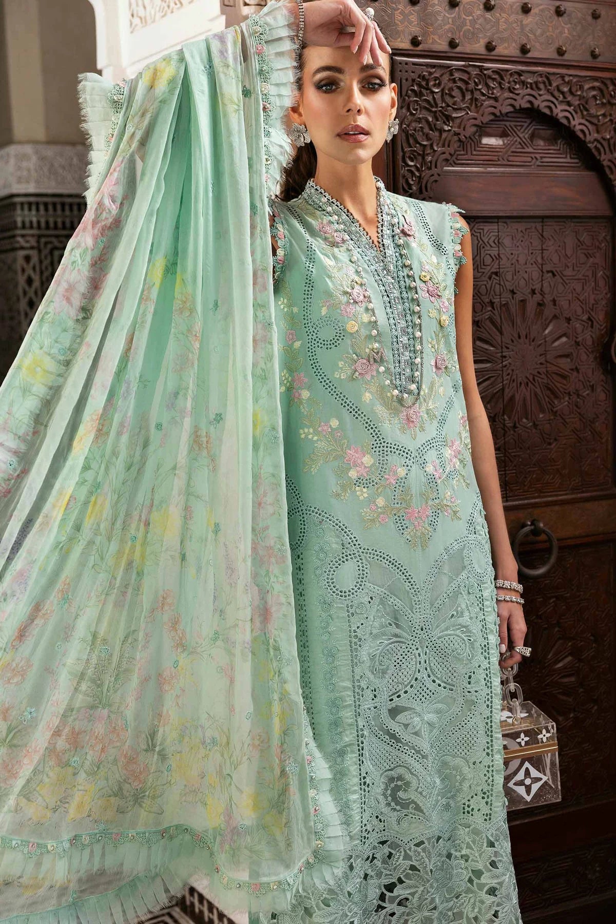 3 Piece Unstitched Embroidered Lawn Suit | D-2514-A