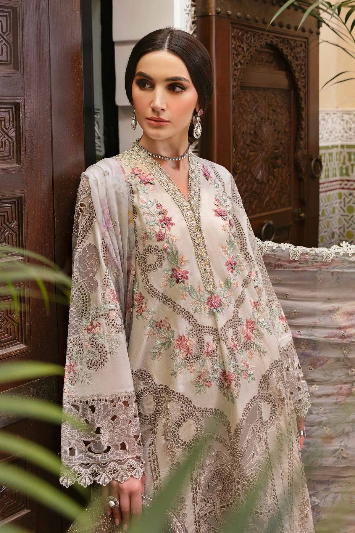 3 Piece Unstitched Embroidered Lawn Suit | D-2514-B