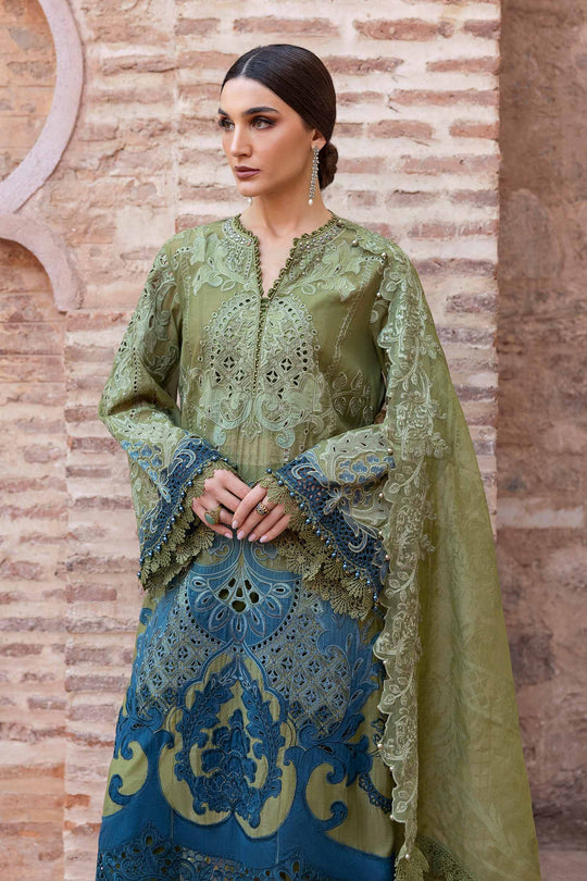 3 Piece Unstitched Embroidered Paper Cotton Suit | D-2501-A