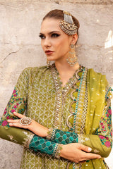 Unstitched Embroidered Cotton Satin Suit  Maria B