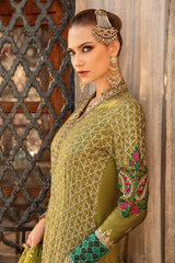 Unstitched Embroidered Cotton Satin Suit  Maria B