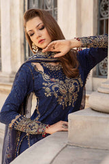 Unstitched Embroidered Cotton Satin Suit  Maria B