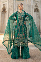 Unstitched Embroidered Cotton Satin Suit  Maria B