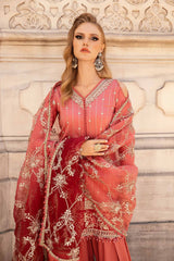 Unstitched Embroidered Cotton Satin Suit  Maria B