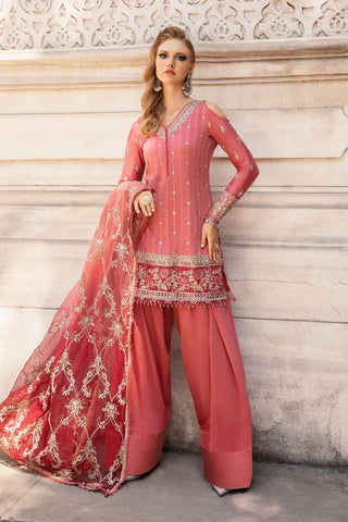Unstitched Embroidered Cotton Satin Suit  Maria B