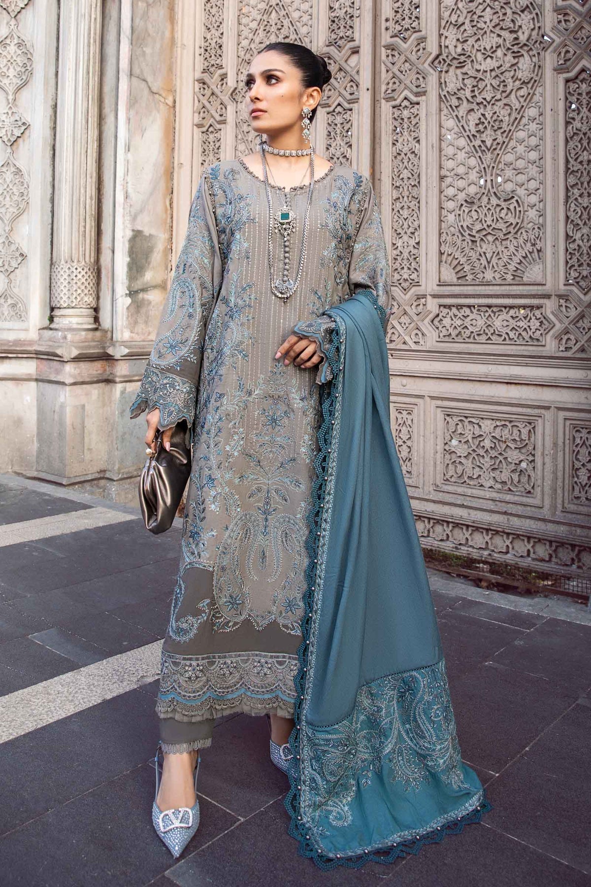 Maria B Luxury Embroidered Linen Collection D-04