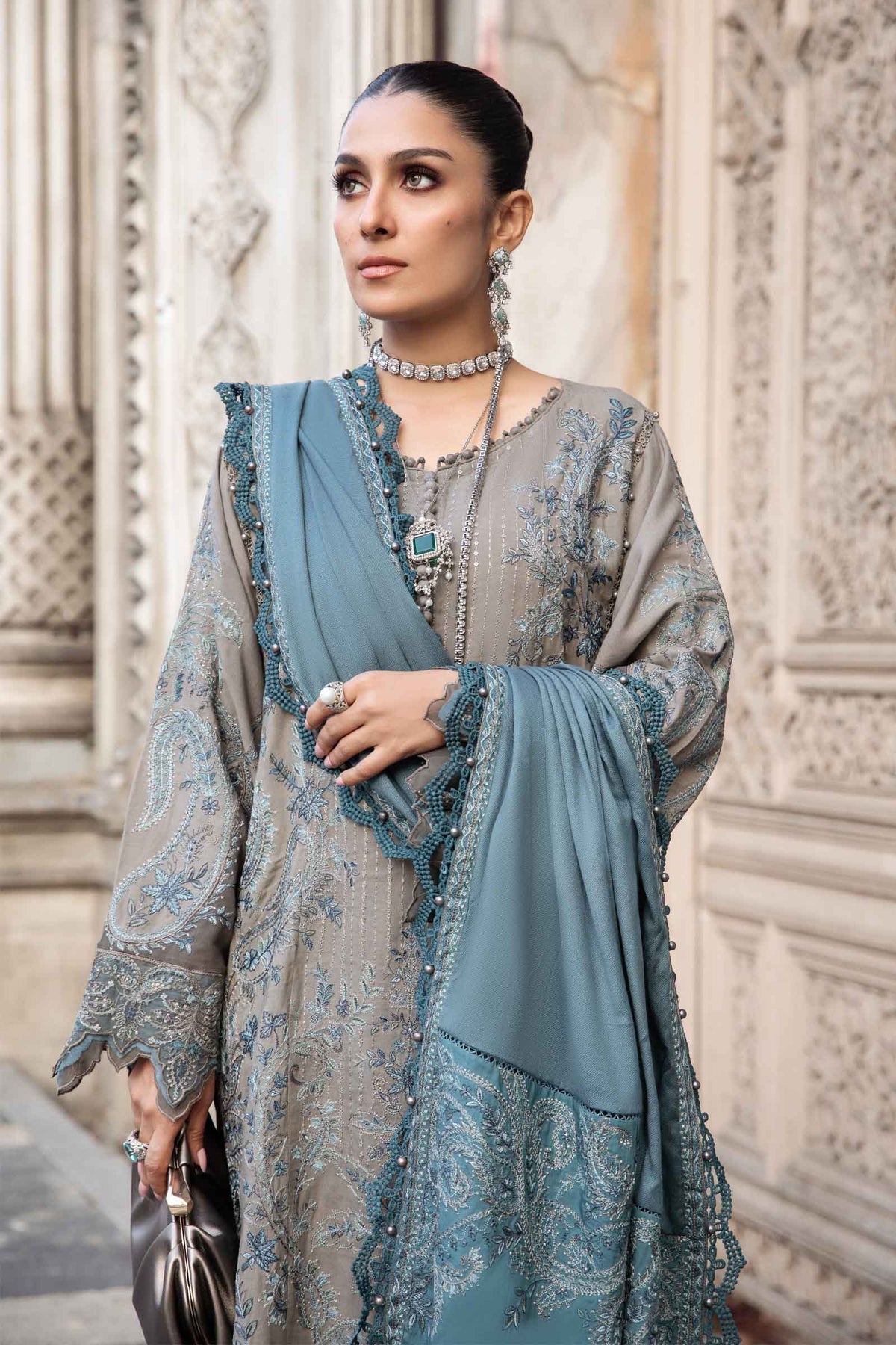 Maria B Luxury Embroidered Linen Collection D-04