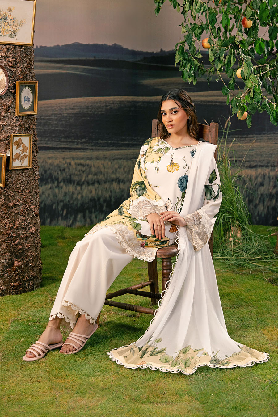 M Basic Unstitched Embroidered Arabic Lawn By Maria B