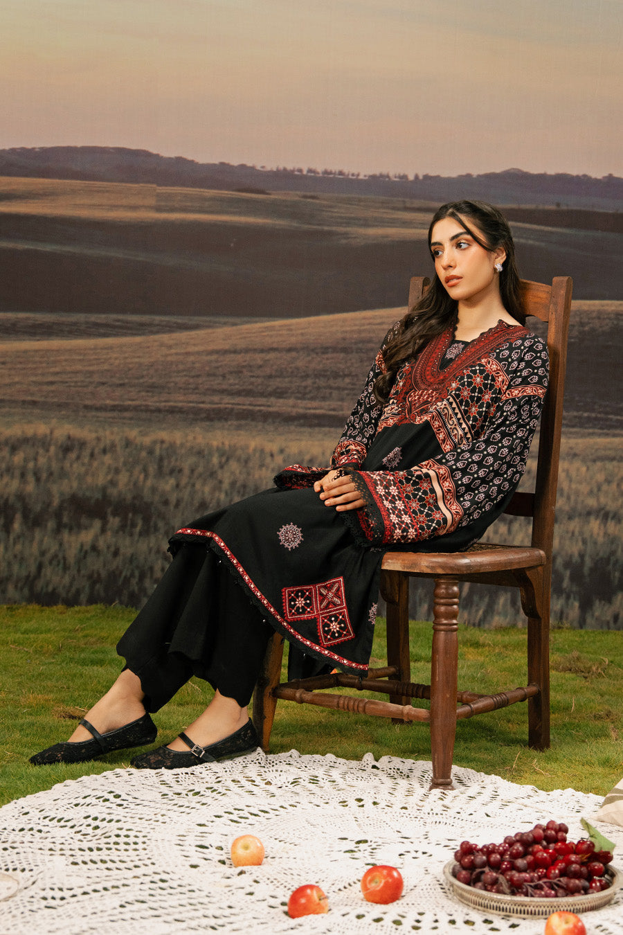 M Basic Unstitched Embroidered Arabic Lawn By Maria B