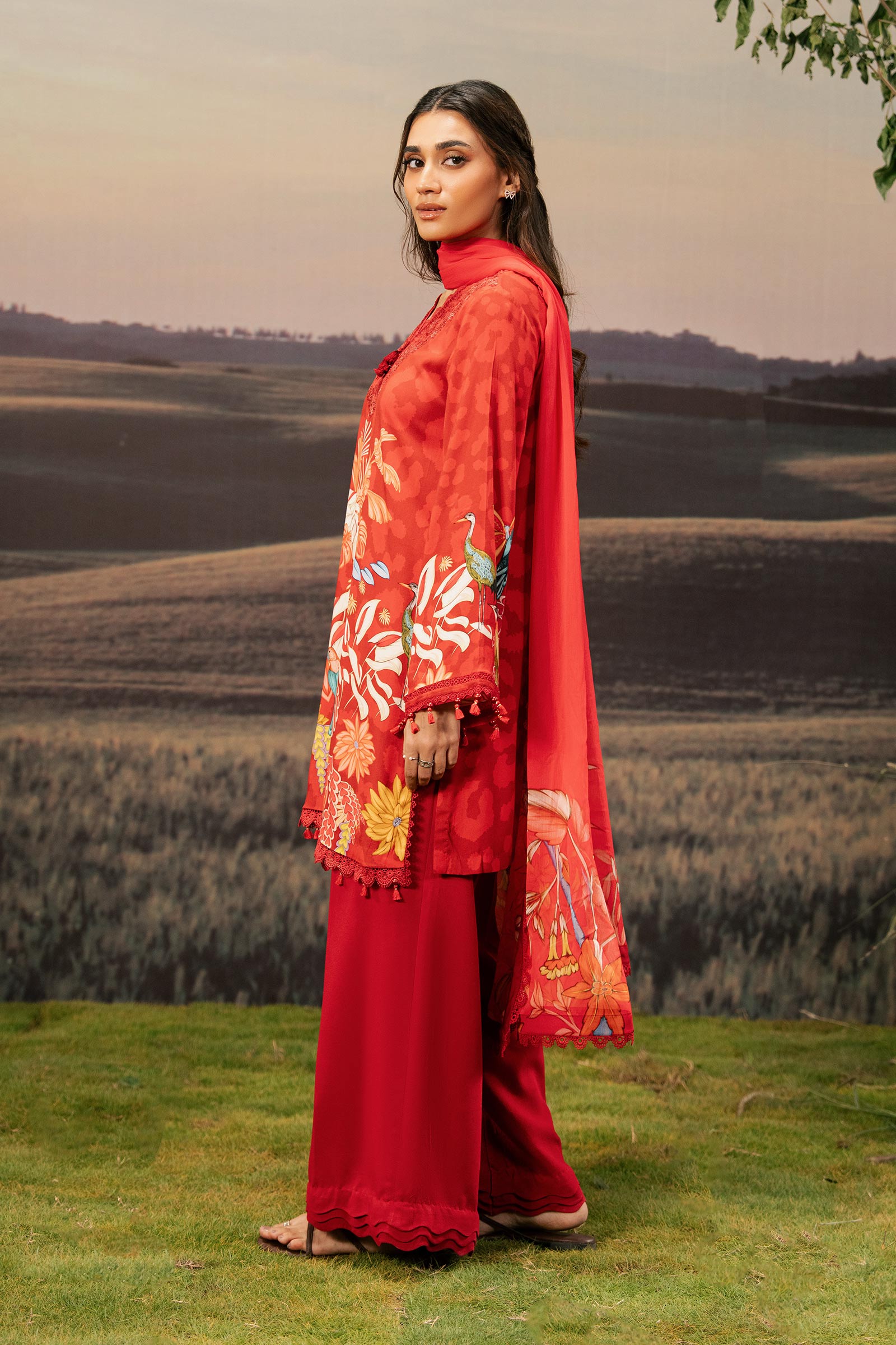 M Basic Unstitched Embroidered Arabic Lawn By Maria B