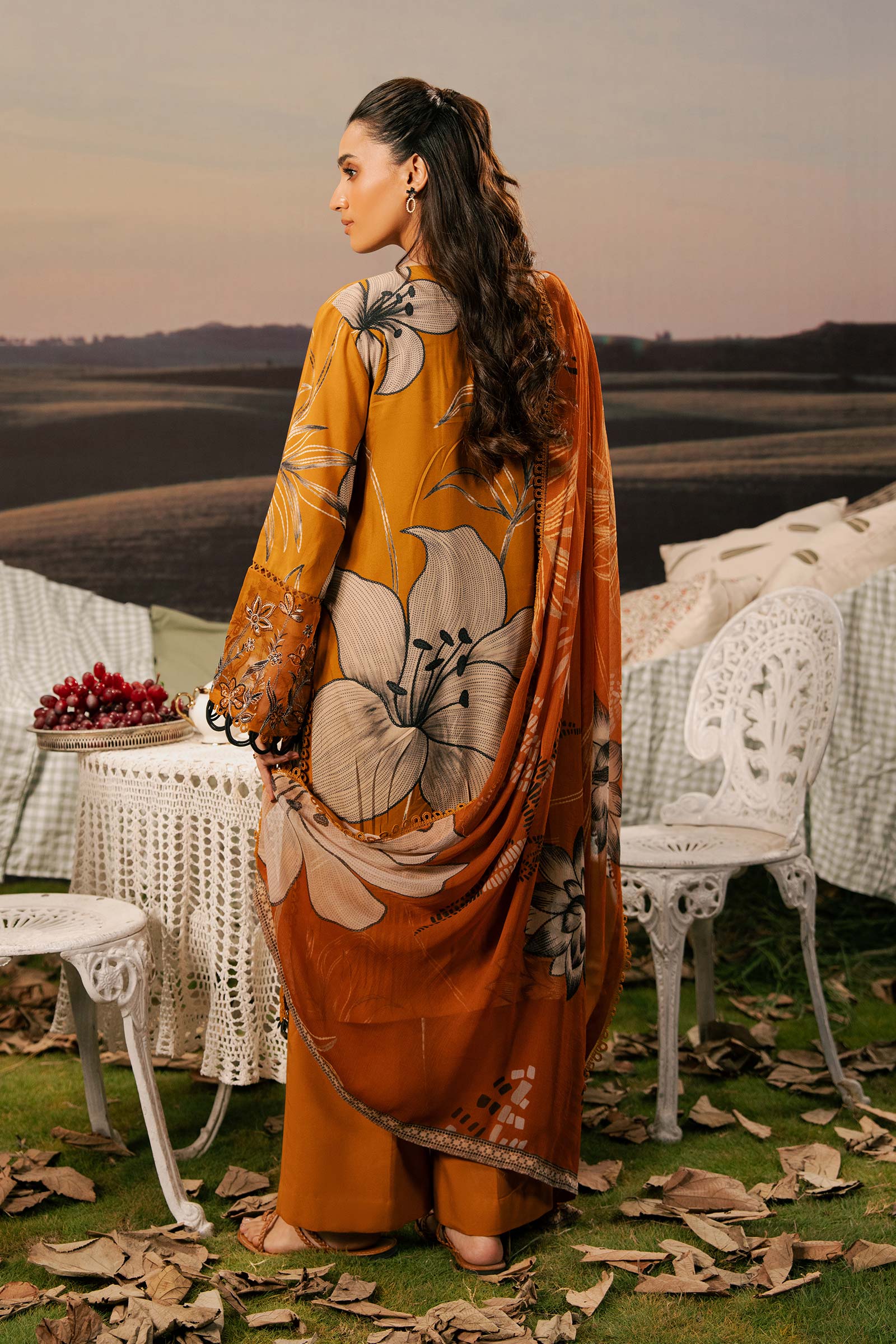 M Basic Unstitched Embroidered Arabic Lawn By Maria B