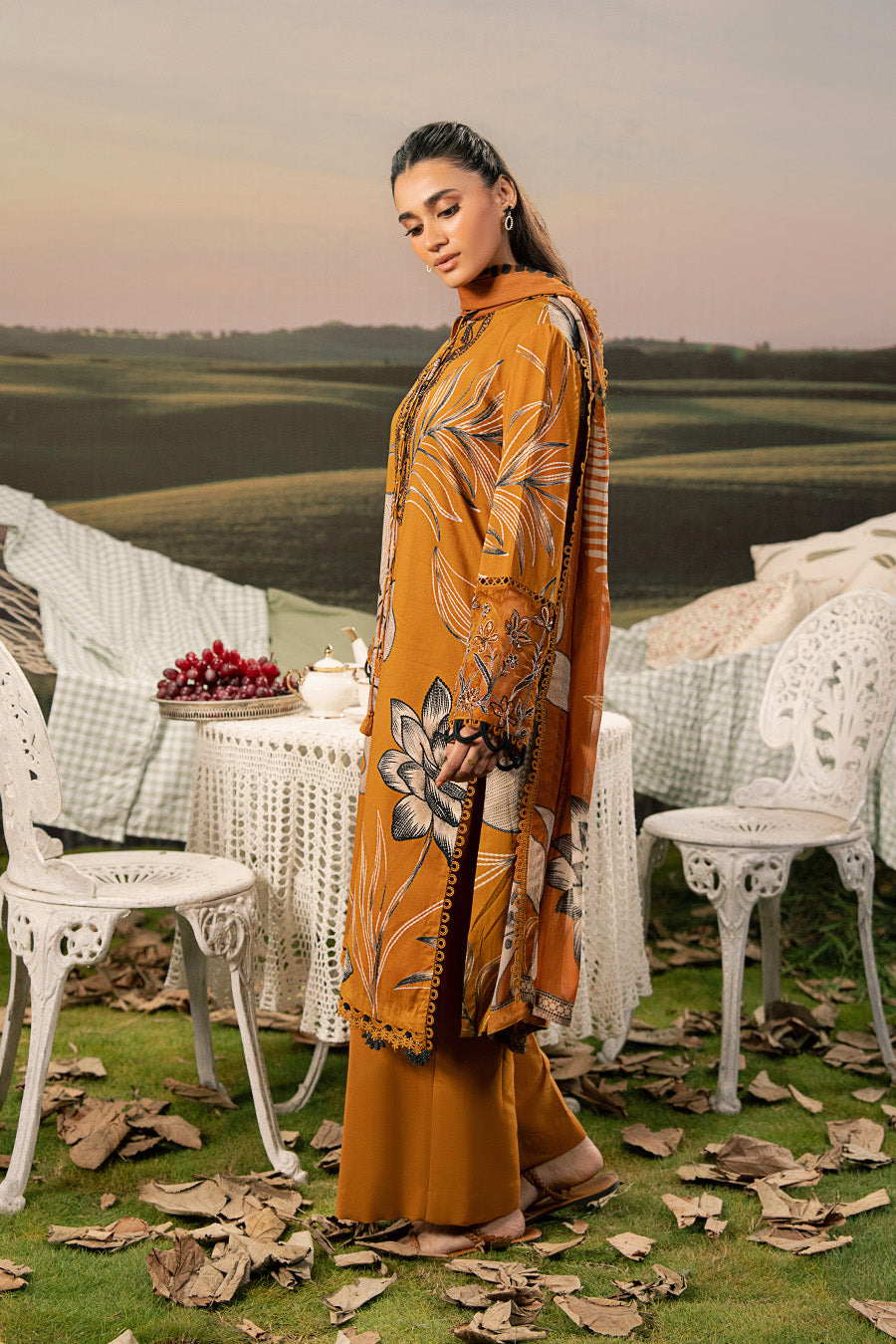 M Basic Unstitched Embroidered Arabic Lawn By Maria B