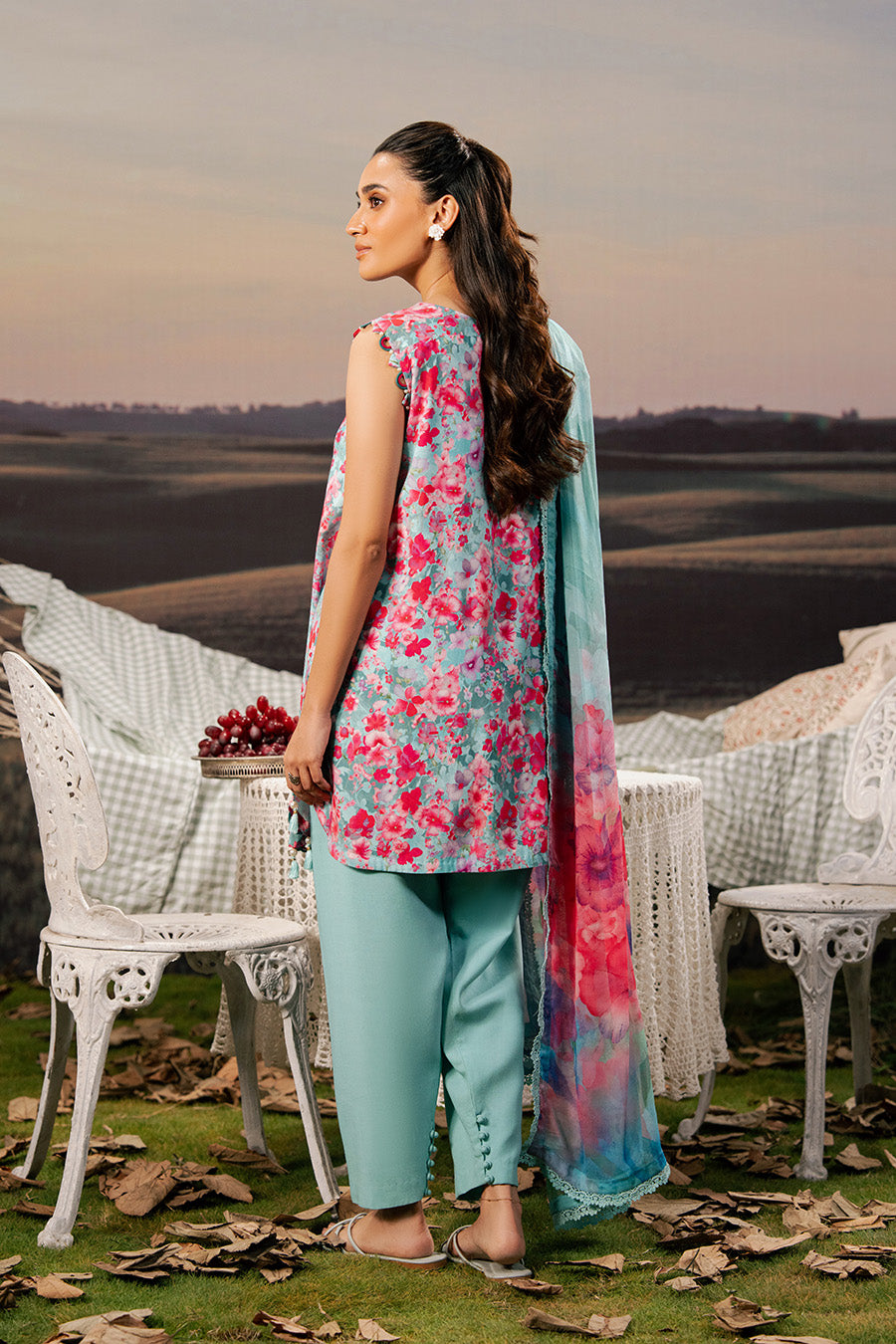 M Basic Unstitched Embroidered Arabic Lawn By Maria B