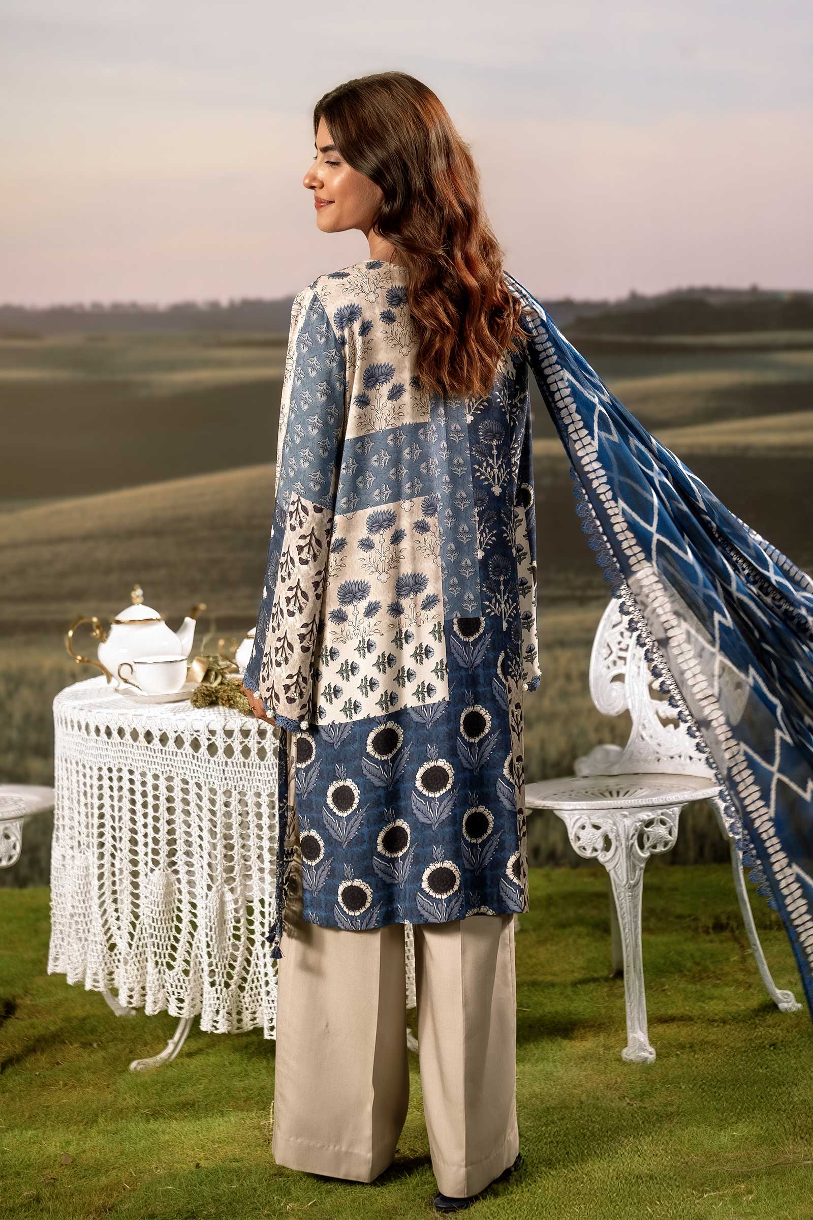 M Basic Unstitched Embroidered Arabic Lawn By Maria B