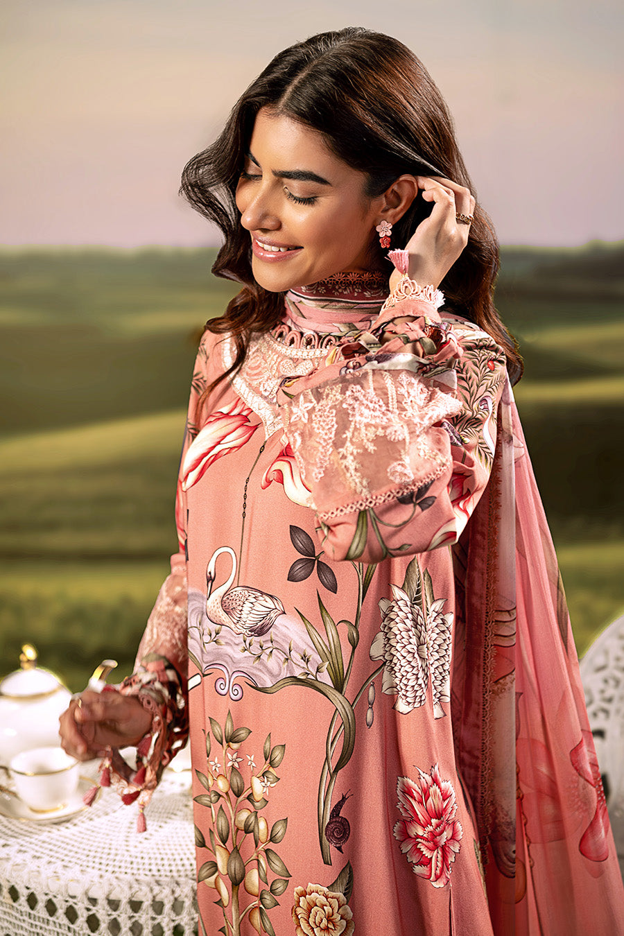 M Basic Unstitched Embroidered Arabic Lawn By Maria B
