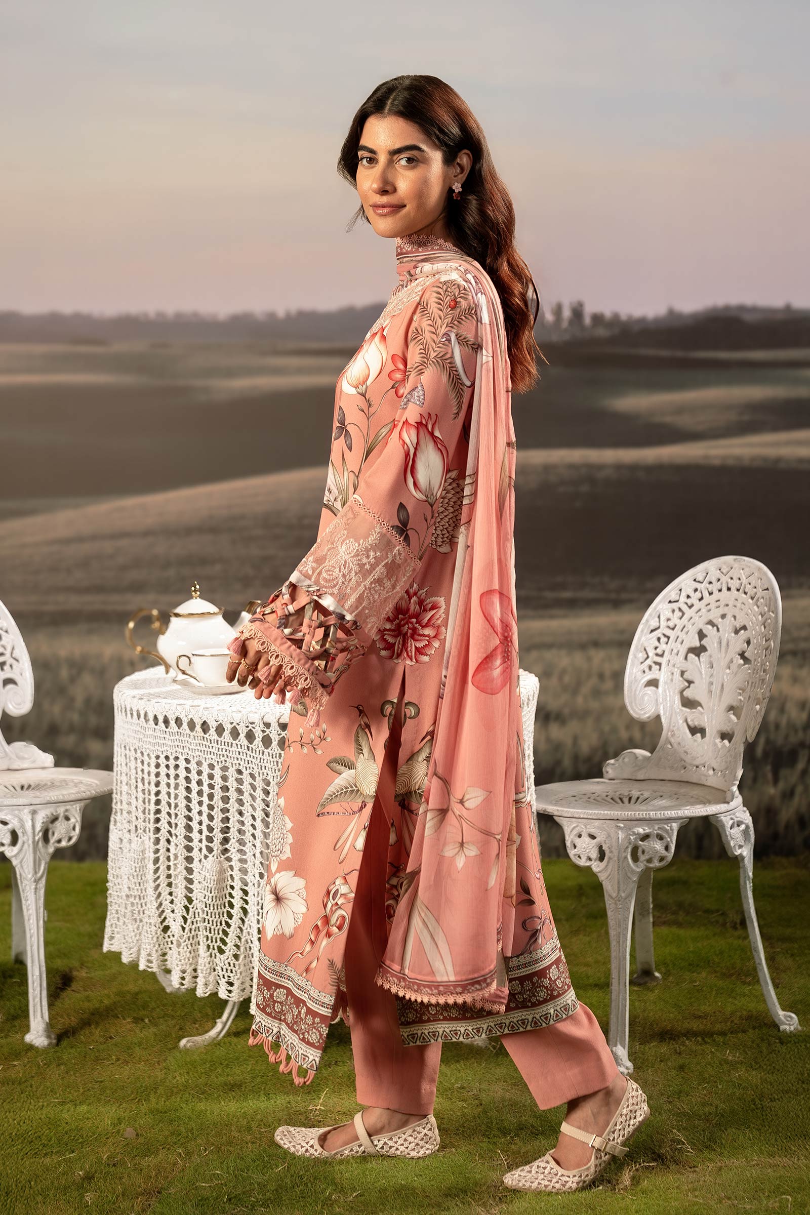 M Basic Unstitched Embroidered Arabic Lawn By Maria B