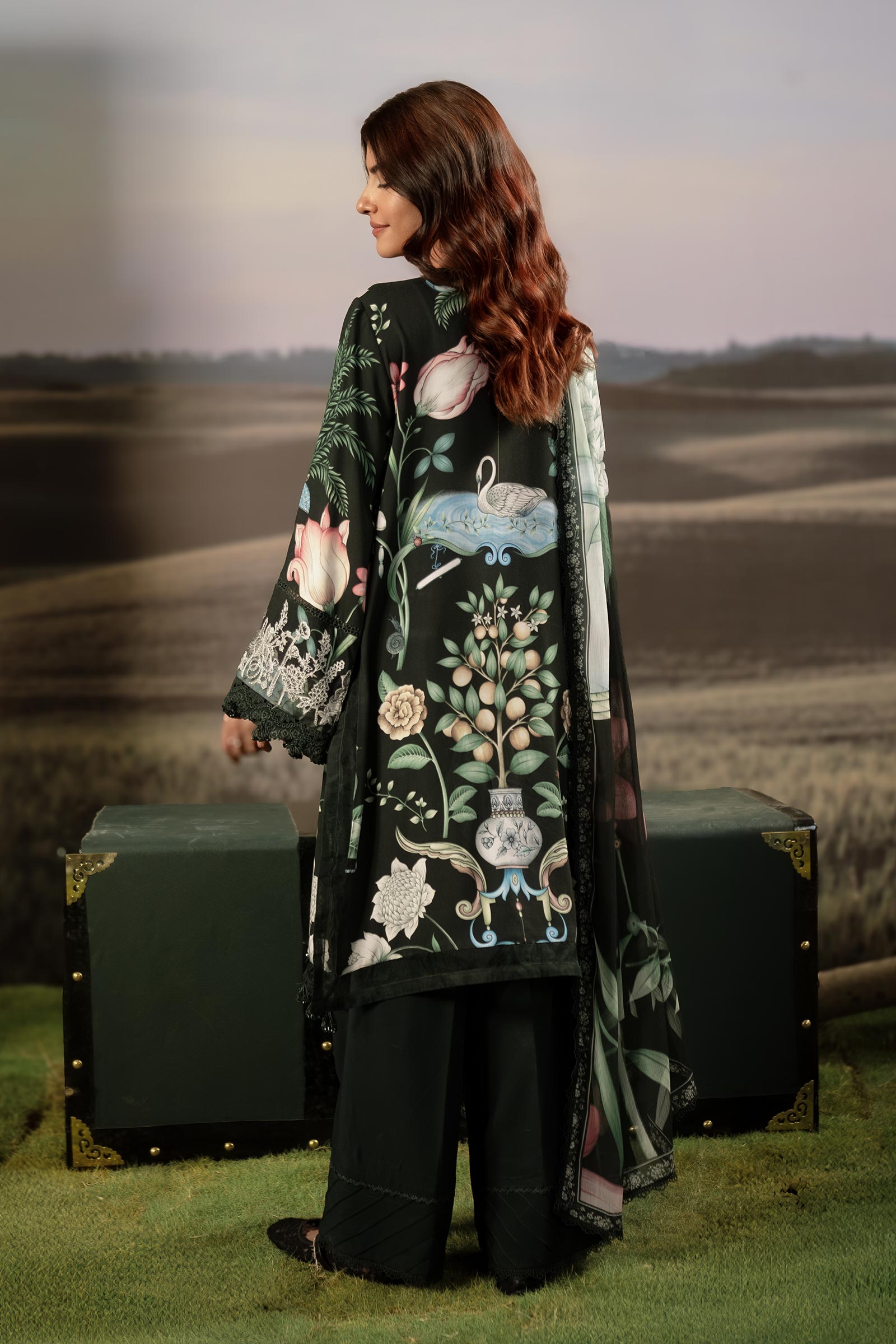 M Basic Unstitched Embroidered Arabic Lawn By Maria B
