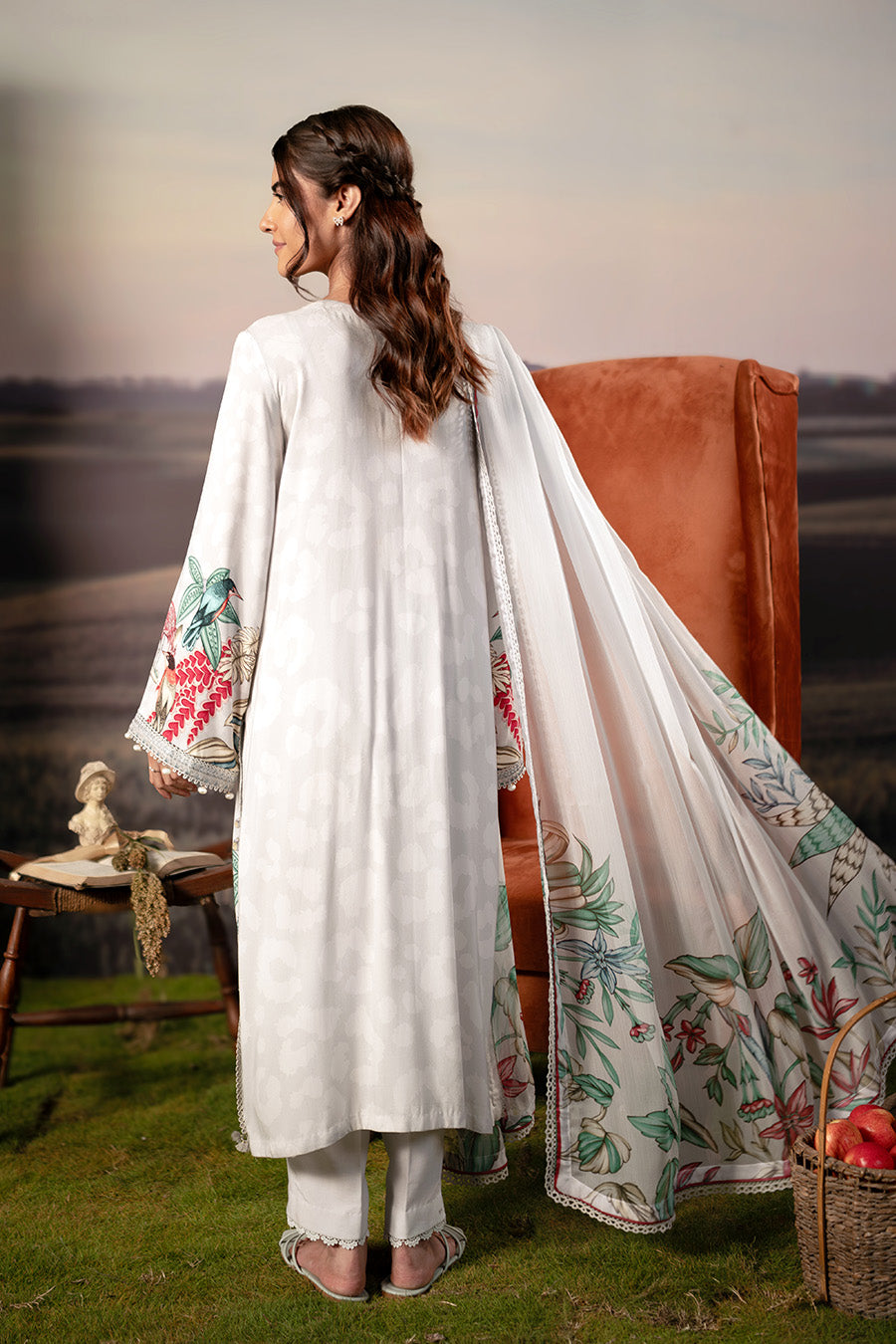 M Basic Unstitched Embroidered Arabic Lawn By Maria B