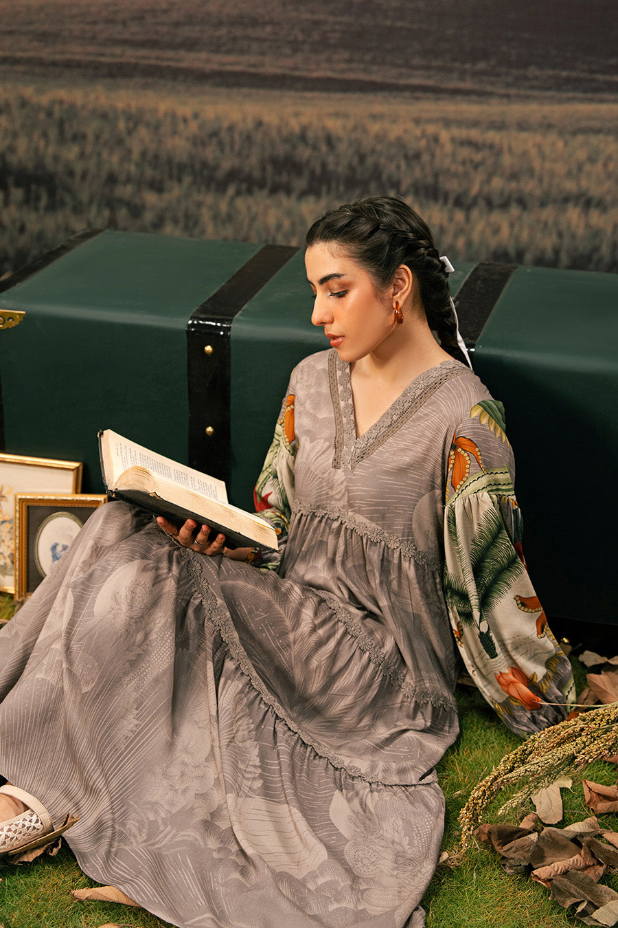 M Basic Unstitched Embroidered Arabic Lawn By Maria B
