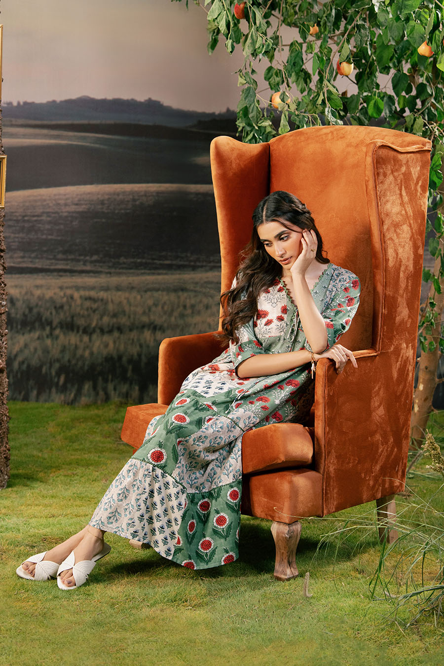 M Basic Unstitched Embroidered Arabic Lawn By Maria B
