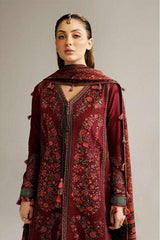 Hussain Rehar Luxury Embroidered Winter Shawl Collection (Ruby)