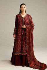 Hussain Rehar Luxury Embroidered Winter Shawl Collection (Ruby)