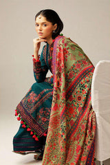 Hussain Rehar Luxury Embroidered Winter Shawl Collection (Teal)