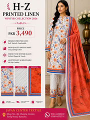 H-Z Printed Linen Unstitched Winter collection '26