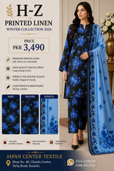 H-Z Printed Linen Unstitched Winter collection '26
