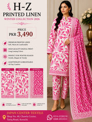 H-Z Printed Linen Unstitched Winter collection '26