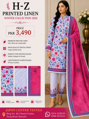 H-Z Printed Linen Unstitched Winter collection '26