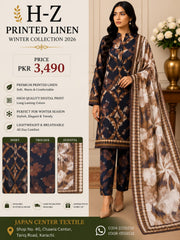 H-Z Printed Linen Unstitched Winter collection '26