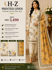 H-Z Printed Linen Unstitched Winter collection '26