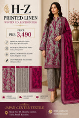 H-Z Printed Linen Unstitched Winter collection '26