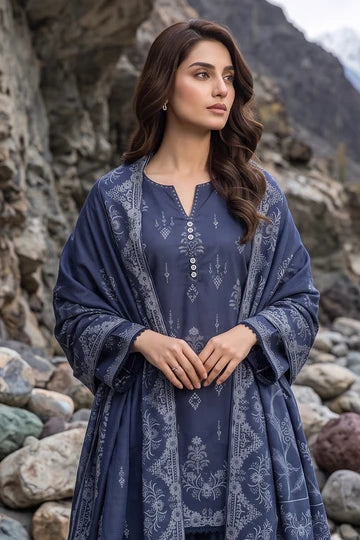 Lakhany 03 Piece Unstitched Printed Pashmina '26